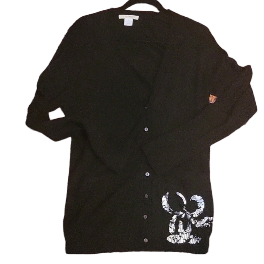 Joyaan Cashmere Black Sweater Cardigan Sz Large